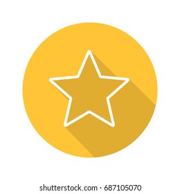 Star mark flat linear long shadow icon. Add to favorite digital sign. Vector outline symbol