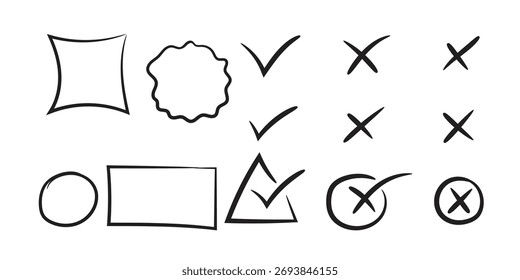estrela com marcador traçado lápis destaque, Doodle esboço coração, estrela, nuvem desenhos animados formas adesivos