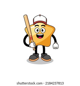 star mascot cartoon as a baseball player , character design