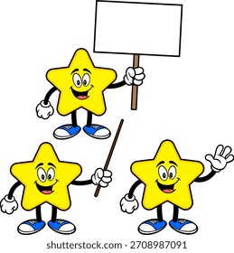 Star Mascot Set 01, ilustraciones dibujadas a mano de Star Mascots en varias poses.