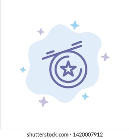 Star, Medal Blue Icon on Abstract Cloud Background