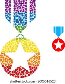 Star medal composition icon of round items in various sizes and spectrum colored shades. A dotted LGBT-colored star medal for lesbians, gays, bisexuals, and transgenders.