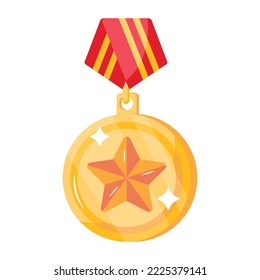 A star medal flat icon design 