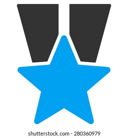 Star medal icon from Competition & Success Bicolor Icon Set. This isolated flat symbol uses modern corporation light blue and gray colors.