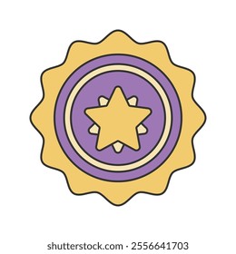Star Medal Icon Illustration with bright color palette in flat design style. Perfect for game themed designs and projects.

