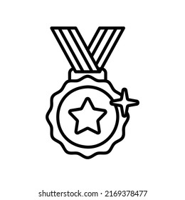 Star medal icon in line style
