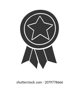 Star Medal Icon Silhouette Illustration. Award Vector Graphic Pictogram Symbol Clip Art. Doodle Sketch Black Sign.