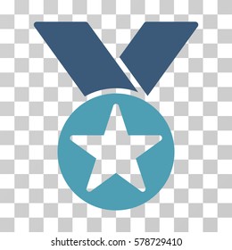 Star Medal icon. Vector illustration style is flat iconic bicolor symbol, cyan and blue colors, transparent background. Designed for web and software interfaces.