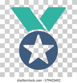 Star Medal icon. Vector illustration style is flat iconic bicolor symbol, cobalt and cyan colors, transparent background. Designed for web and software interfaces.