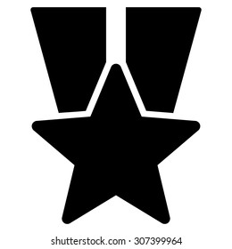 Star medal icon. Vector style is flat symbols, black color, rounded angles, white background.
