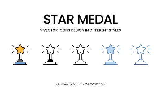 Star Medal icons vector set stock illustration.
