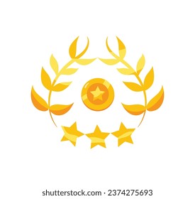 star medal and leaf isolated illustration