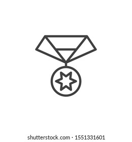 Star medal line icon. linear style sign for mobile concept and web design. Medal reward outline vector icon. Symbol, logo illustration. Vector graphics