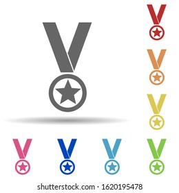 Star medal in multi color style icon. Simple glyph, flat vector of army icons for ui and ux, website or mobile application