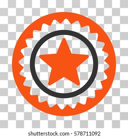 Star Medal Seal icon. Vector illustration style is flat iconic bicolor symbol, orange and gray colors, transparent background. Designed for web and software interfaces.