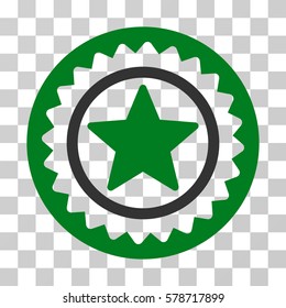 Star Medal Seal icon. Vector illustration style is flat iconic bicolor symbol, green and gray colors, transparent background. Designed for web and software interfaces.