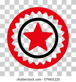 Star Medal Seal icon. Vector illustration style is flat iconic bicolor symbol, intensive red and black colors, transparent background. Designed for web and software interfaces.