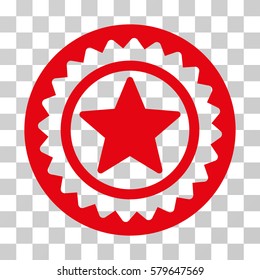 Star Medal Seal icon. Vector illustration style is flat iconic symbol, red color, transparent background. Designed for web and software interfaces.