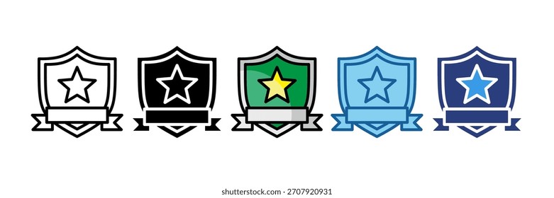 Star Medaille Schild Symbol Set mehrere Stilsammlung
