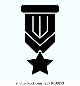 Star medal solid icon. Award badge vector illustration isolated on white. Reward with ribbon glyph style design, designed for web and app. Eps 10