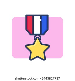 Icono de línea delgada de medalla de estrella. Decoración personal, premio, honor. Concepto de triunfo o logro. Elemento de símbolo de ilustración vectorial para diseño web y aplicaciones