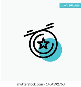 Star, Medal turquoise highlight circle point Vector icon