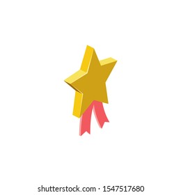 Star Medal. Vector 3d isometric, color web icon, new flat style. Creative illustration design, idea for infographics.
