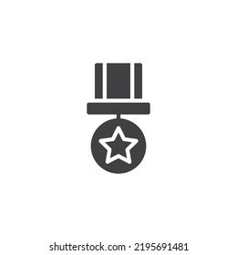 Star medal vector icon. filled flat sign for mobile concept and web design. Award medal glyph icon. Symbol, logo illustration. Vector graphics
