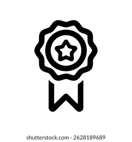 Star medal vector icon illustration in black color.