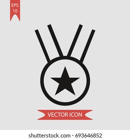 Star medal vector icon, illustration symbol