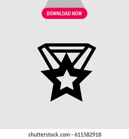 Star Medal Vector Icon, The symbol of ribbon medal with star. Simple, modern flat vector illustration for mobile app, website or desktop app 