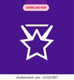 Star Medal Vector Icon, The symbol of star award on the purple background. Simple, modern flat vector illustration for mobile app, website or desktop app   