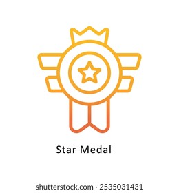 Star Medal  vector Outline Gradient Design icon. Awards Symbol on White background EPS 10 File