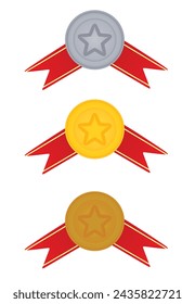 Star medals  set. vector illustration