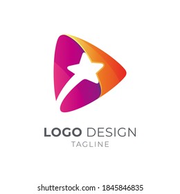 Star media play logo with 3d concept