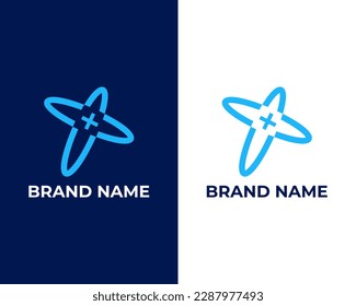 Star with Medical pharmacy logo design template