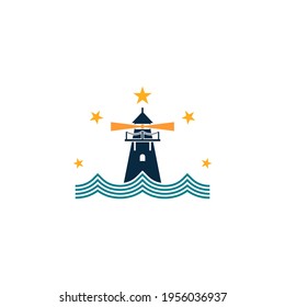 Star Mercusuar logo design vector illustration, Creative Mercusuar logo design concept template, symbols icons