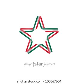 The star with Mexico flag colors vector design element