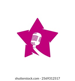 star with microphone logo vector icon. Singer star logo vector icon illustration design.