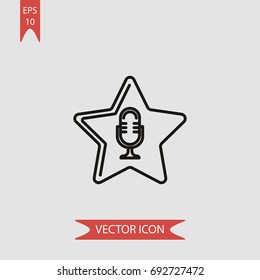 Star with microphone vector icon, illustration symbol