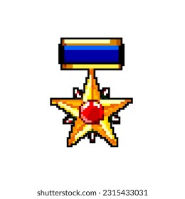 star military medal game pixel art retro vector. bit star military medal. old vintage illustration