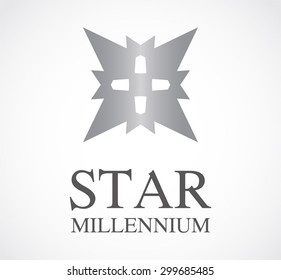 Star millennium metallic abstract vector logo design template elegant business icon company or corporate identity symbol concept