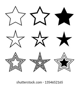Star minimal vector icons isolated on white background. Rating symbol in trendy flat style for web design, social media, infographic or app.