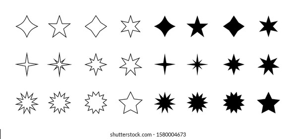 Star minimal vector icons isolated on white background. Rating symbol in trendy flat style for web design, social media, infographic or app.
