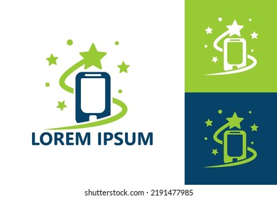Star mobile phone logo template design vector