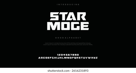 Star Moge Abstract minimal modern alphabet fonts. Typography technology vector illustration