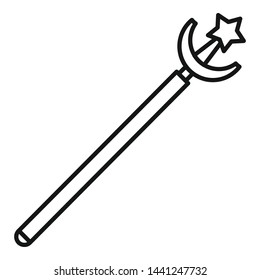 Star moon crook icon. Outline star moon crook vector icon for web design isolated on white background