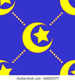 Star and moon geometric seamless pattern. Fashion graphic background design. Modern stylish abstract color texture. Template for prints, textiles, wrapping, wallpaper, website etc. VECTOR illustration