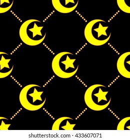 Star and moon geometric seamless pattern. Fashion graphic background design. Modern stylish abstract color texture. Template for prints, textiles, wrapping, wallpaper, website etc. VECTOR illustration