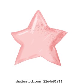 Star, moon, hat birthday. Watercolor adorable pink collection. childish element. valentine design